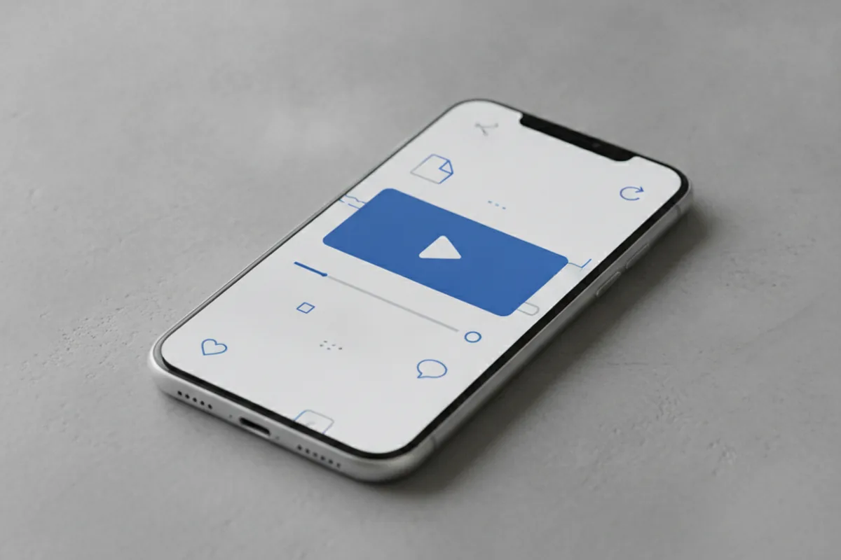 Abstrakte Illustration eines Smartphones mit horizontalem Videoplayer und langer Fortschrittsleiste, Sinnbild für Instagrams neues Langform-Videoformat
